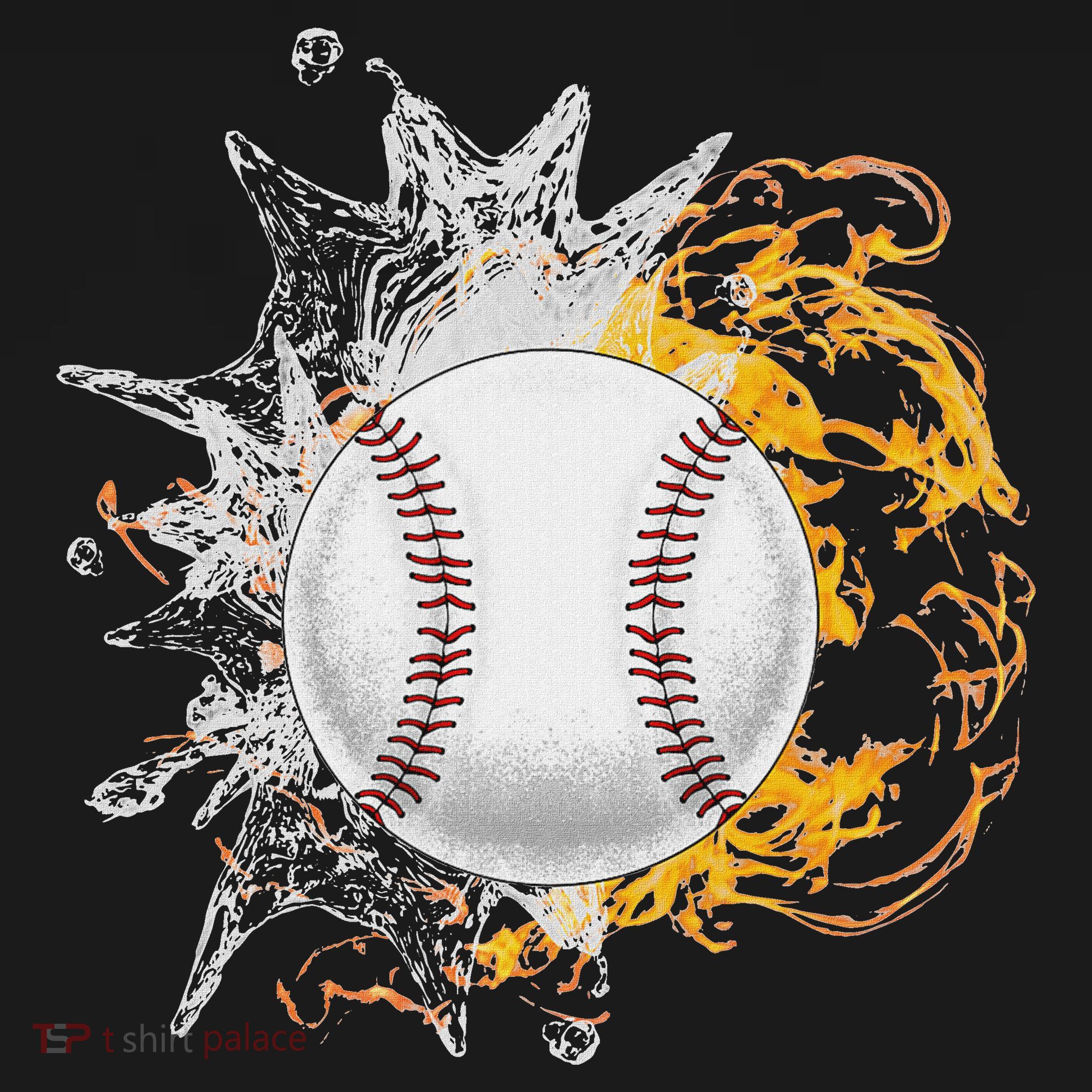 Baseball Ice Flame Fire Cool Sports Pitcher Catcher Gift T-Shirt