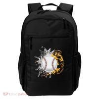 Baseball Ice Flame Fire Cool Sports Pitcher Catcher Gift Backpack thumb 0