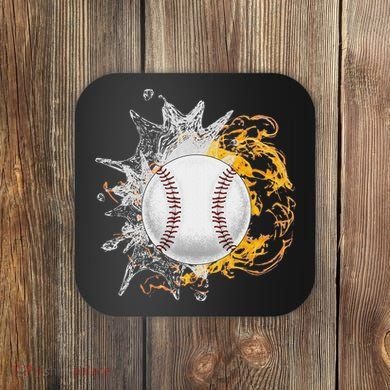 Baseball Ice Flame Fire Cool Sports Pitcher Catcher Gift Coaster