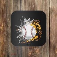 Baseball Ice Flame Fire Cool Sports Pitcher Catcher Gift Coaster thumb 0