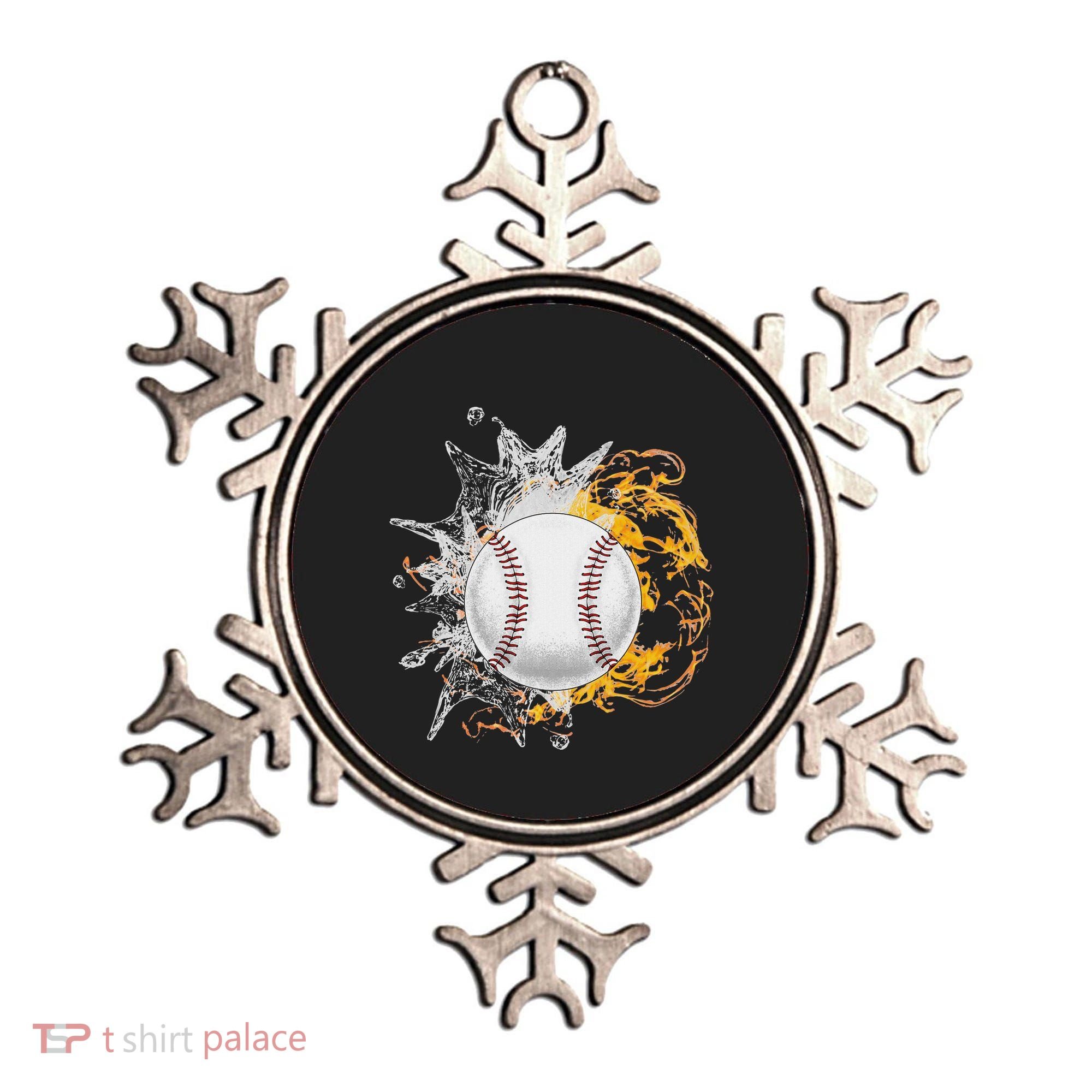 Baseball Ice Flame Fire Cool Sports Pitcher Catcher Gift Ornament
