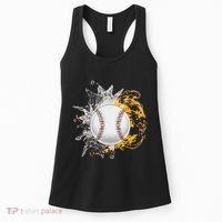 Baseball Ice Flame Fire Cool Sports Pitcher Catcher Gift Women's Tank Top thumb 0
