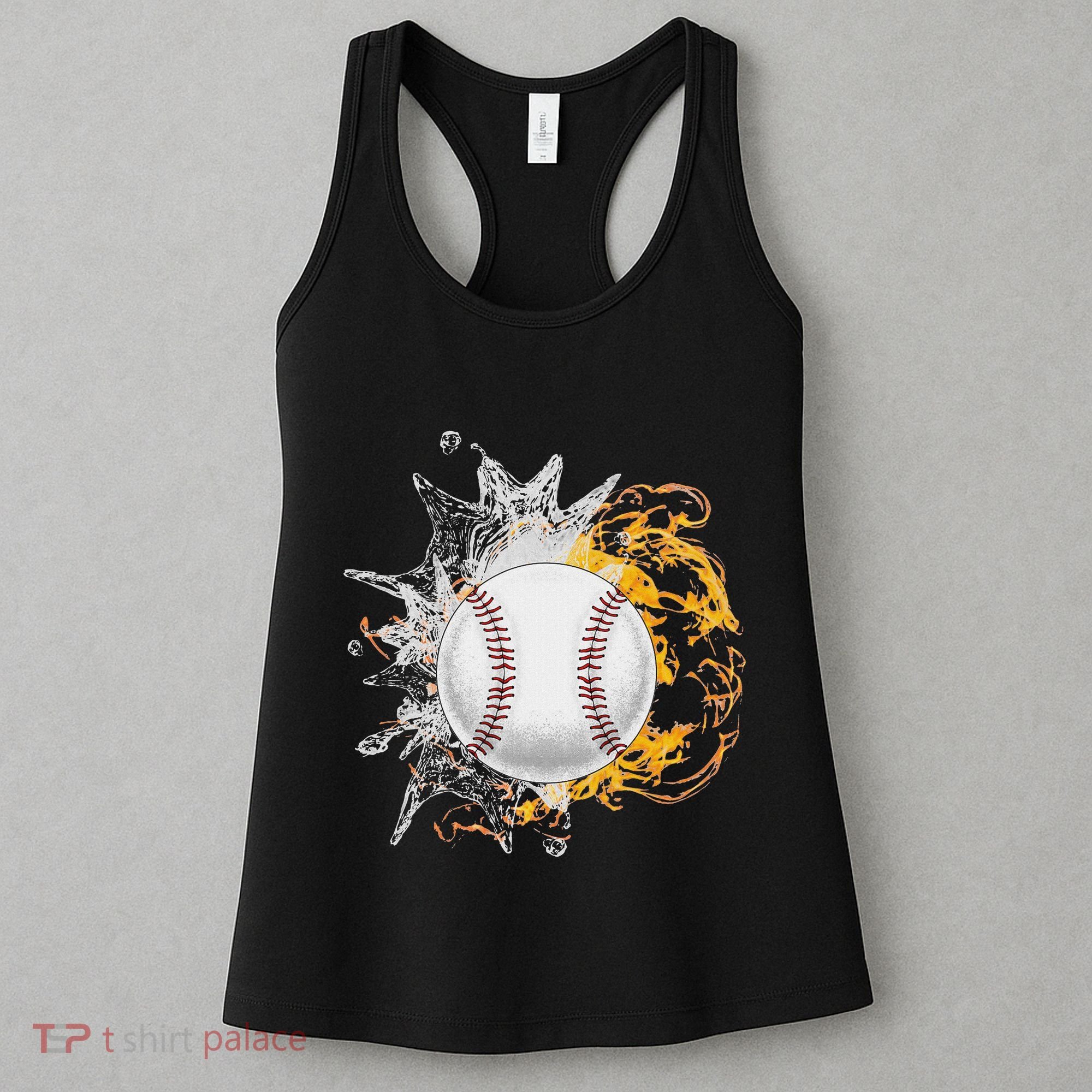 Baseball Ice Flame Fire Cool Sports Pitcher Catcher Gift Women's Tank Top
