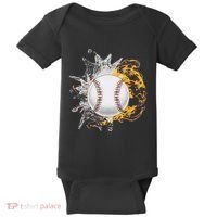 Baseball Ice Flame Fire Cool Sports Pitcher Catcher Gift Baby Bodysuit thumb 0