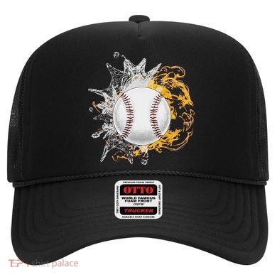 Baseball Ice Flame Fire Cool Sports Pitcher Catcher Gift Hat