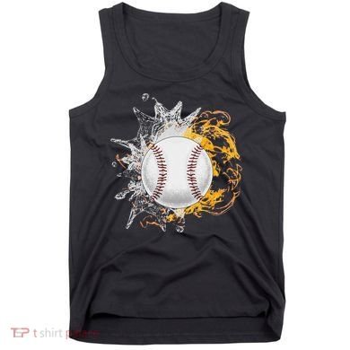 Baseball Ice Flame Fire Cool Sports Pitcher Catcher Gift Tank Top