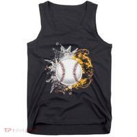 Baseball Ice Flame Fire Cool Sports Pitcher Catcher Gift Tank Top thumb 0