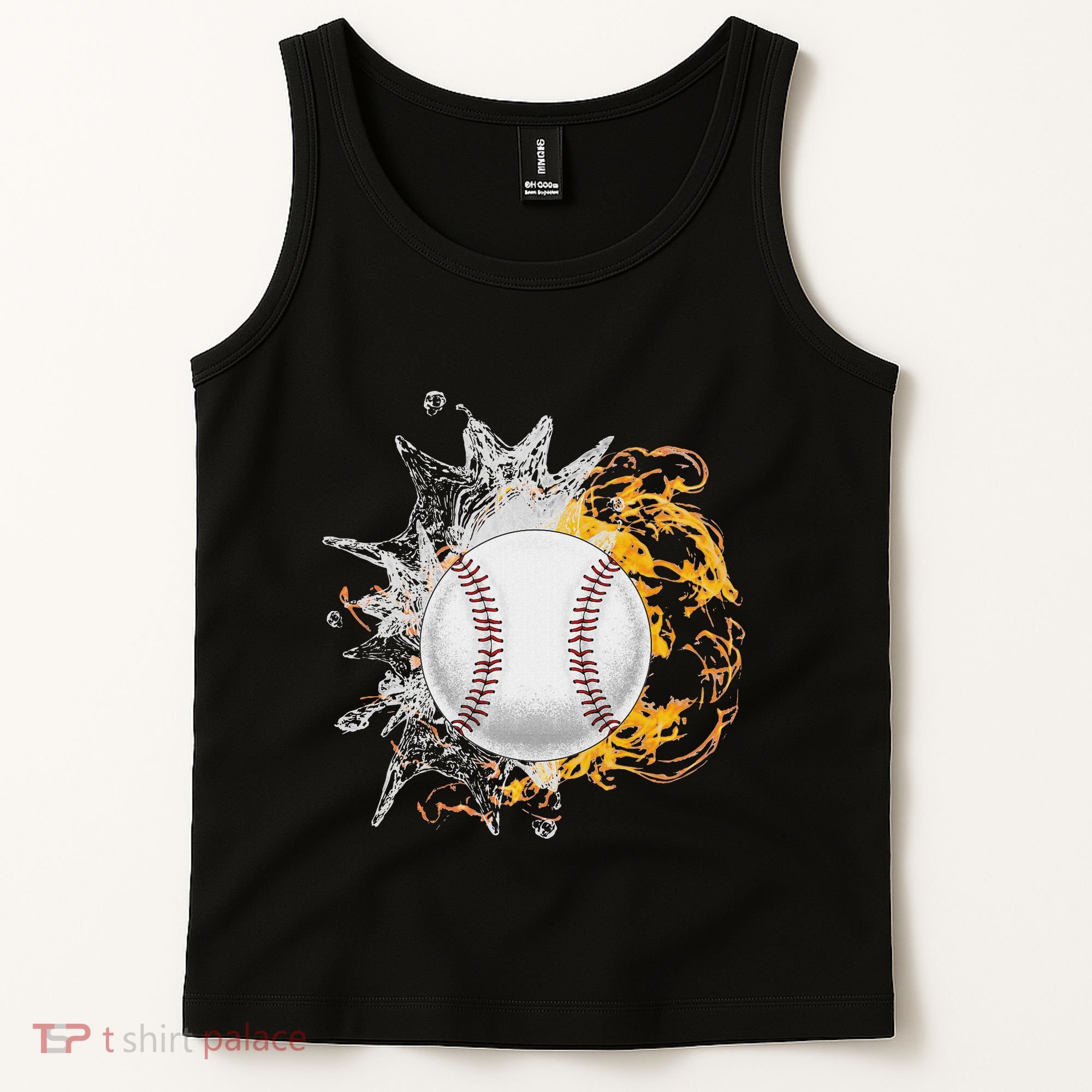 Baseball Ice Flame Fire Cool Sports Pitcher Catcher Gift Tank Top