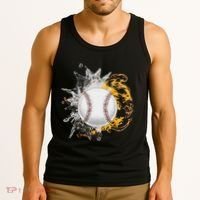 Baseball Ice Flame Fire Cool Sports Pitcher Catcher Gift Tank Top thumb 3