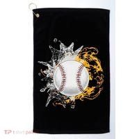 Baseball Ice Flame Fire Cool Sports Pitcher Catcher Gift Golf Towel thumb 0
