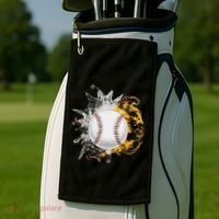 Baseball Ice Flame Fire Cool Sports Pitcher Catcher Gift Golf Towel thumb 2