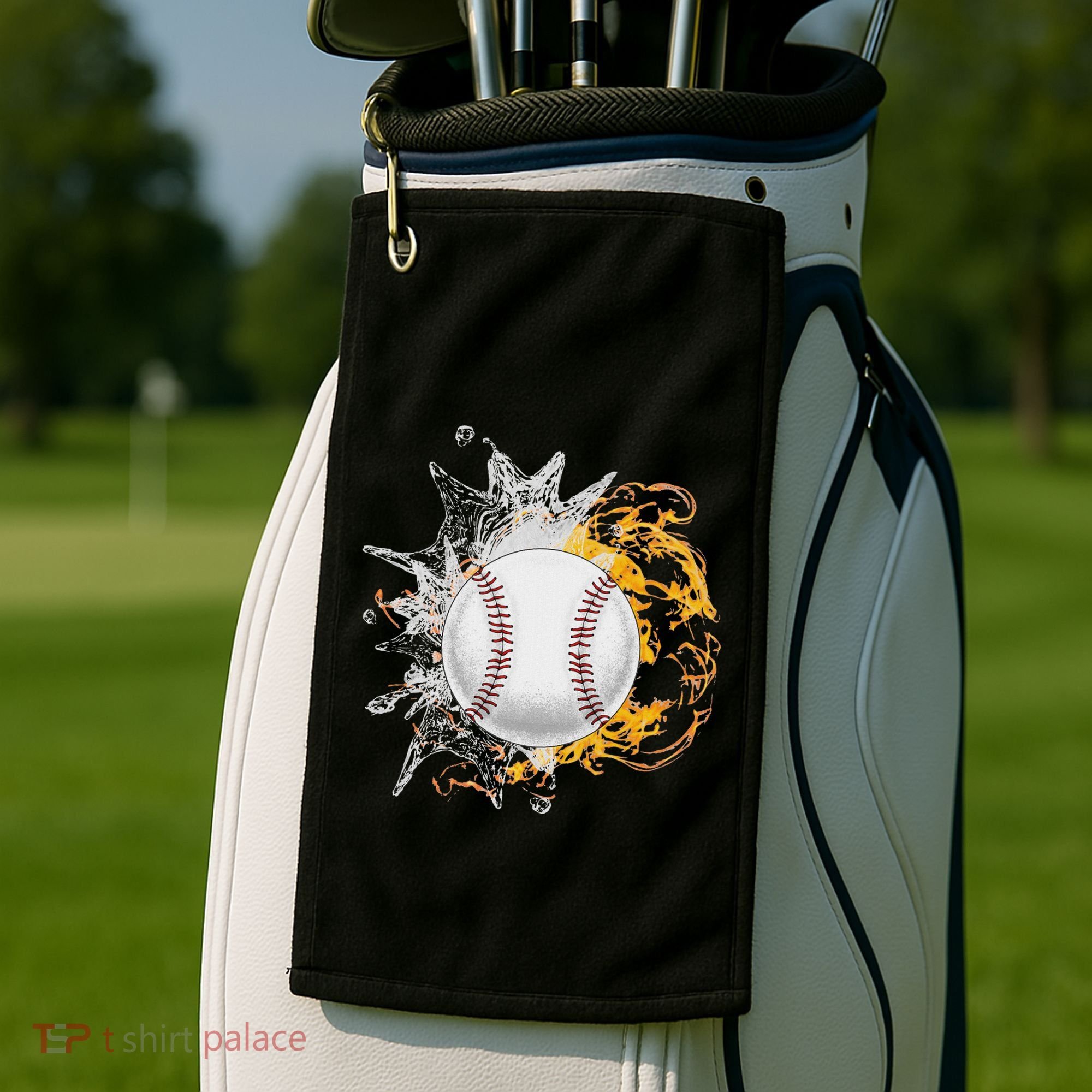 Baseball Ice Flame Fire Cool Sports Pitcher Catcher Gift Golf Towel