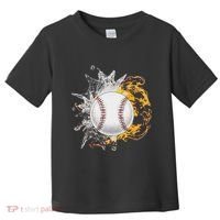 Baseball Ice Flame Fire Cool Sports Pitcher Catcher Gift Toddler T-Shirt thumb 0