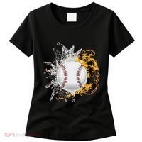 Baseball Ice Flame Fire Cool Sports Pitcher Catcher Gift Women's T-Shirt thumb 0