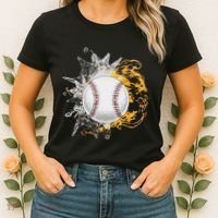 Baseball Ice Flame Fire Cool Sports Pitcher Catcher Gift Women's T-Shirt thumb 2