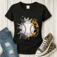 Baseball Ice Flame Fire Cool Sports Pitcher Catcher Gift Women's T-Shirt thumb 3