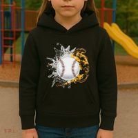 Baseball Ice Flame Fire Cool Sports Pitcher Catcher Gift Kids Hoodie thumb 3