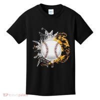 Baseball Ice Flame Fire Cool Sports Pitcher Catcher Gift Kids T-Shirt thumb 0