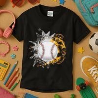 Baseball Ice Flame Fire Cool Sports Pitcher Catcher Gift Kids T-Shirt thumb 3