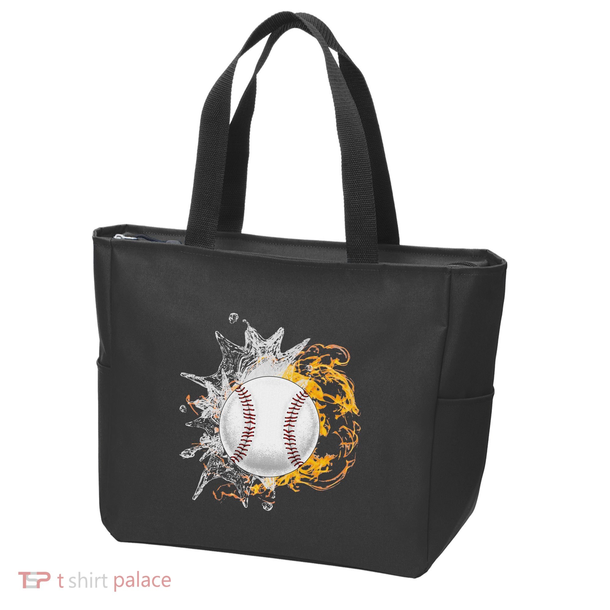 Baseball Ice Flame Fire Cool Sports Pitcher Catcher Gift Tote Bag