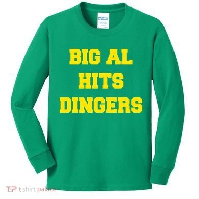Big Al Hits Dingers Baseball Kids Long Sleeve Shirt