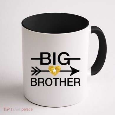 Big Brother Gold Heart Arrow Coffee Mug back