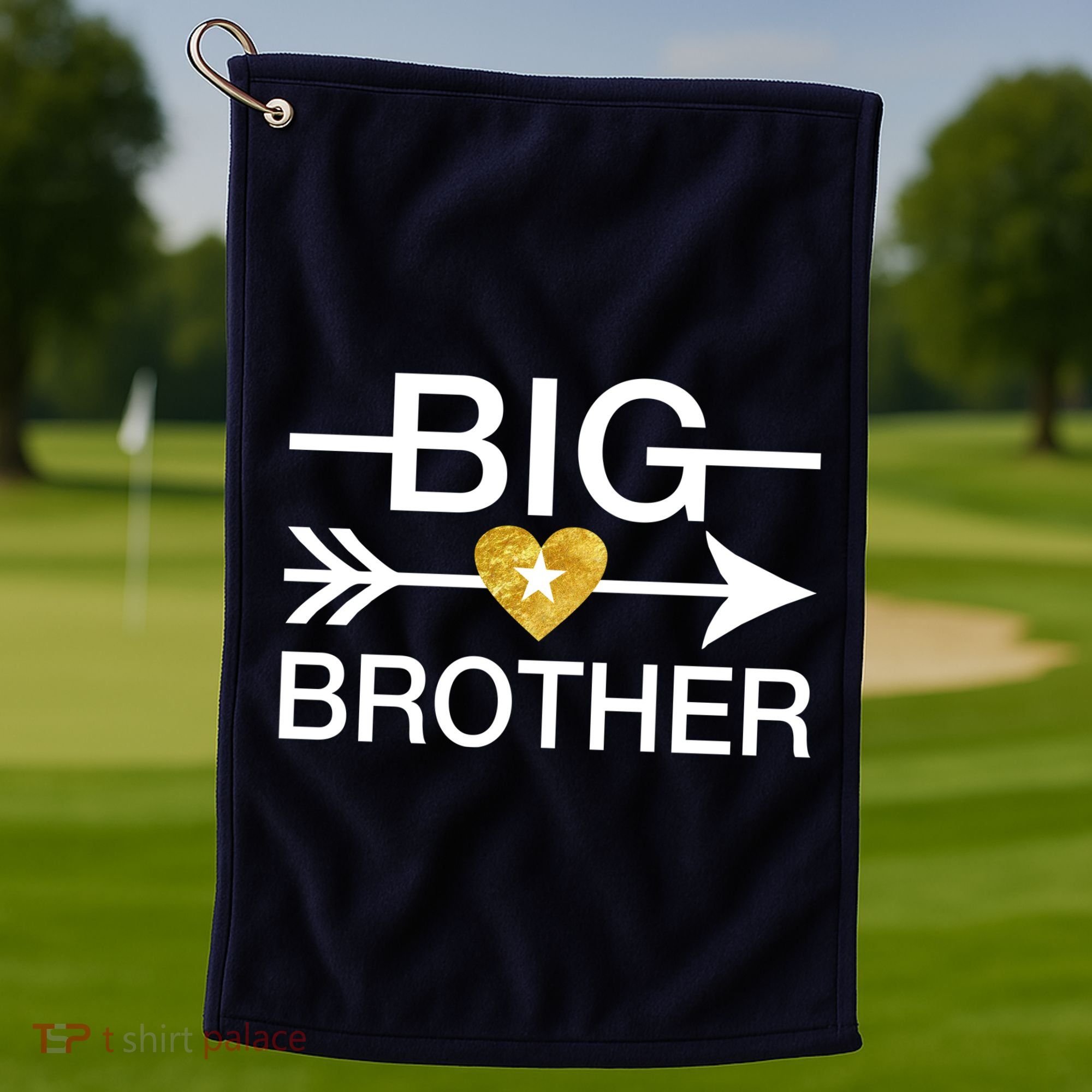 Big Brother Gold Heart Arrow Golf Towel