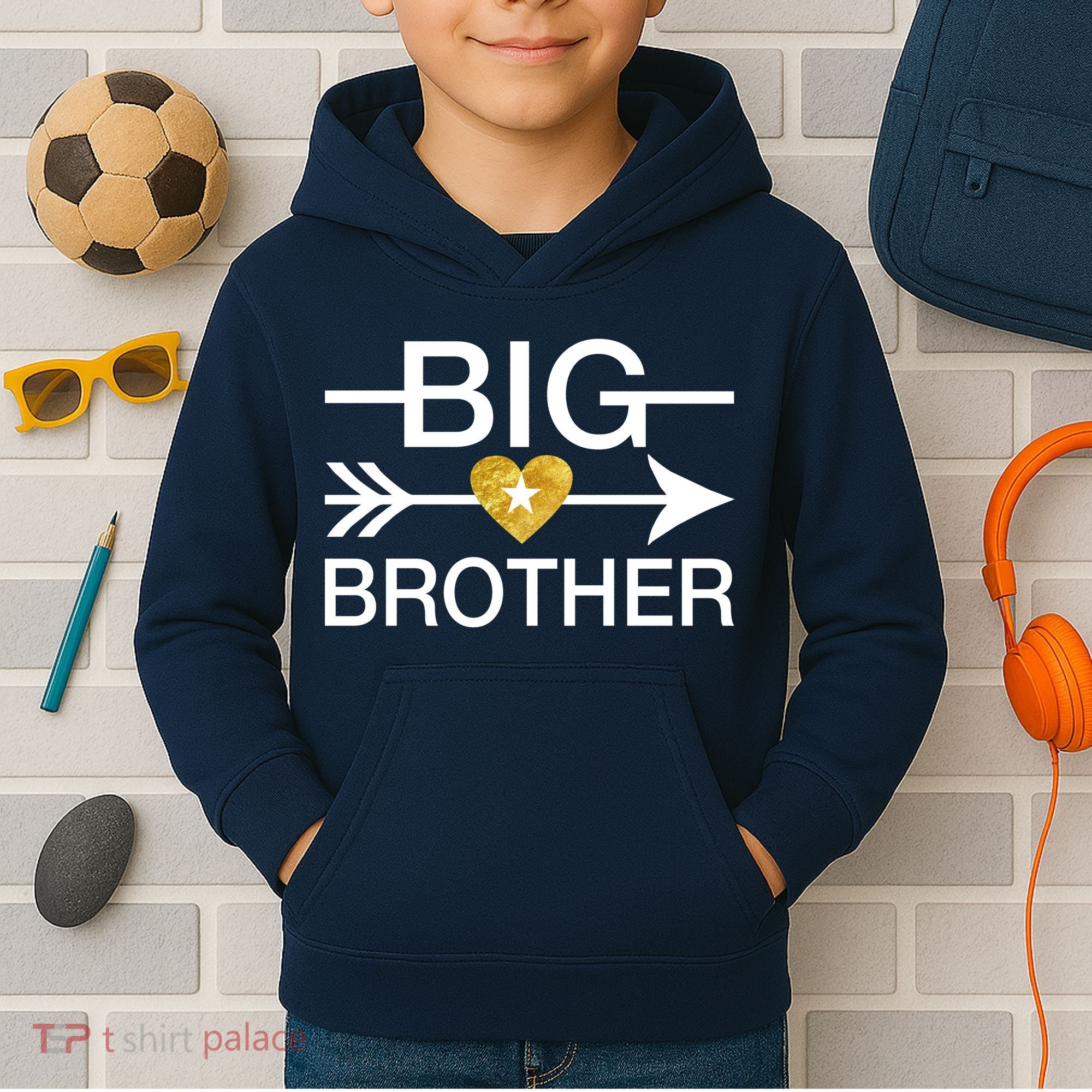 Big Brother Gold Heart Arrow Kids Hoodie