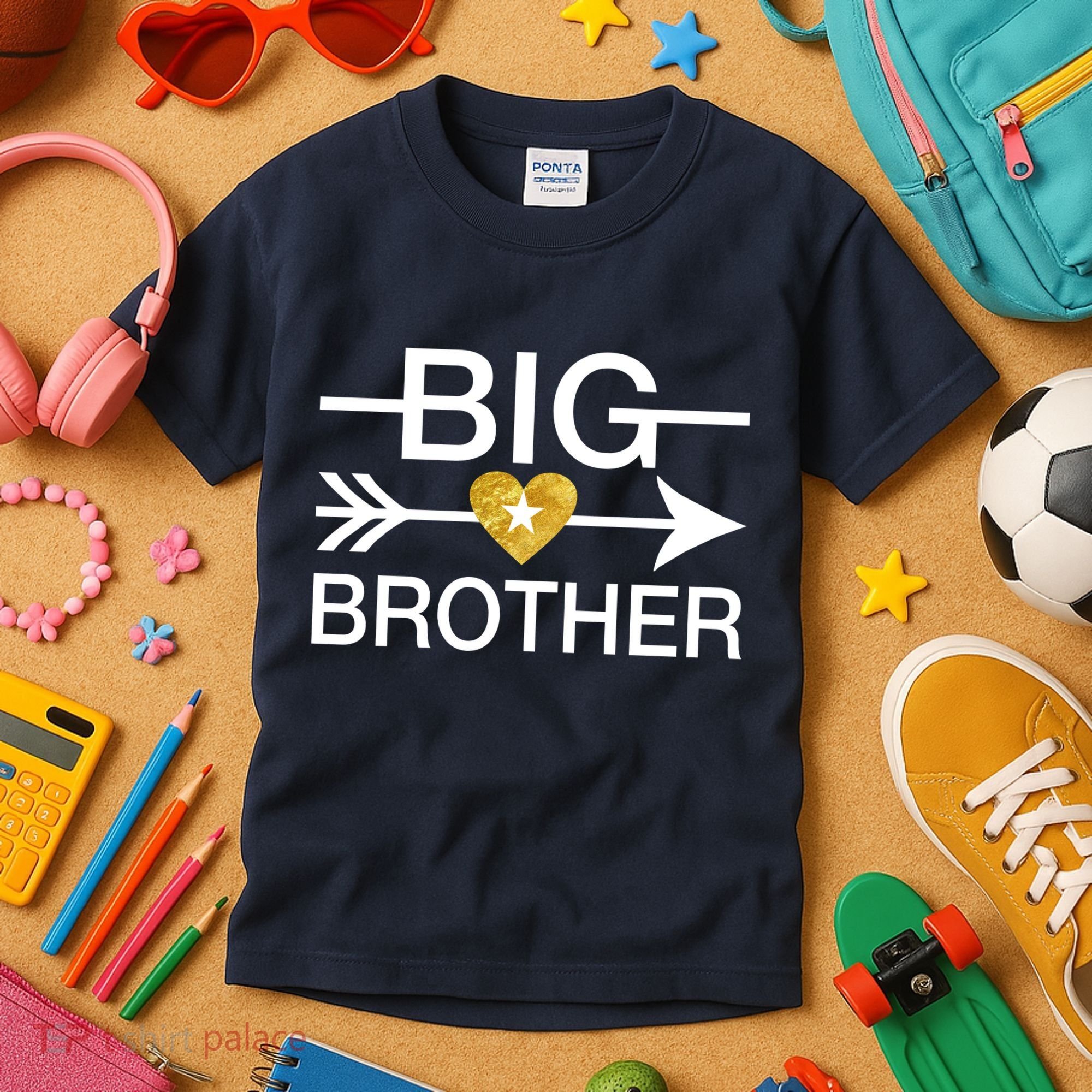 Big Brother Gold Heart Arrow Kids T-Shirt