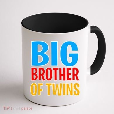 Big Brother of Twins Colorful Text Coffee Mug back
