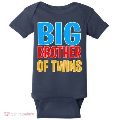 Big Brother of Twins Colorful Text Baby Bodysuit