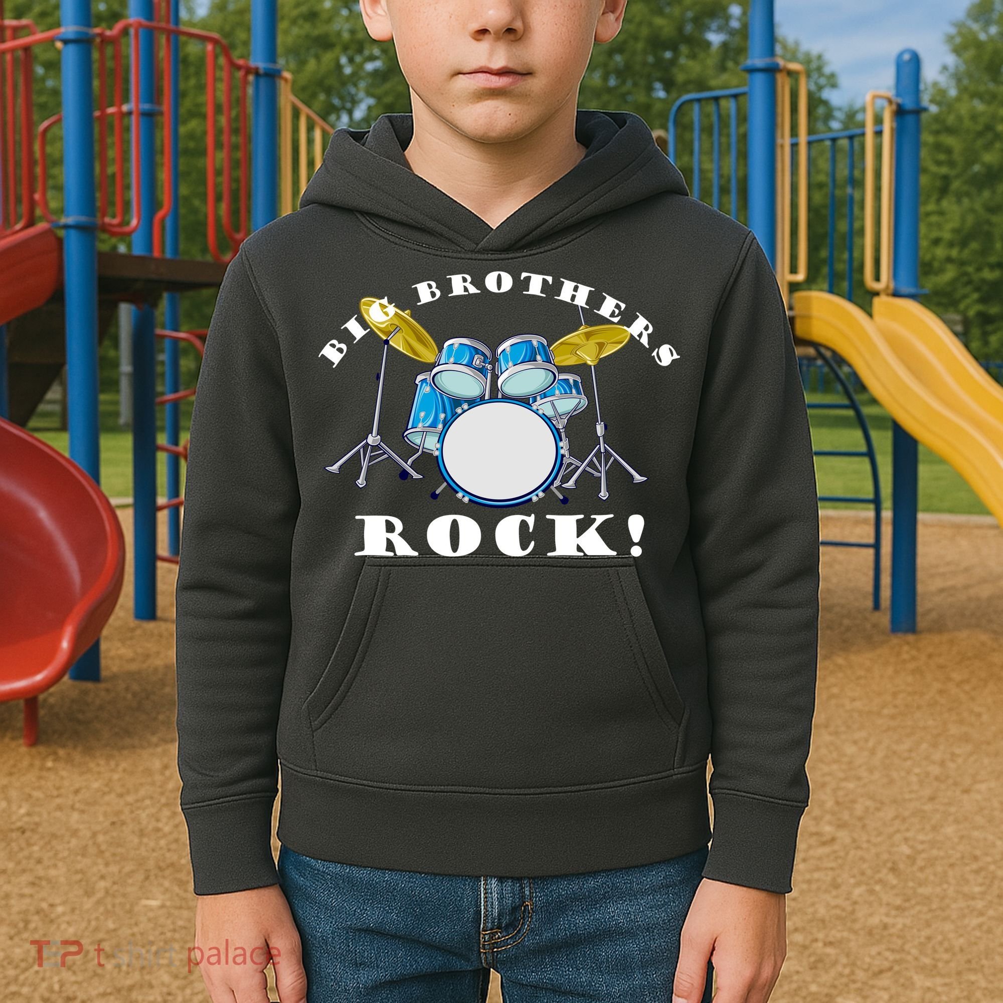 Big Brothers Rock Band Drum Set Kids Hoodie