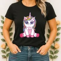 Big Eyed Unicorn Women's T-Shirt thumb 2