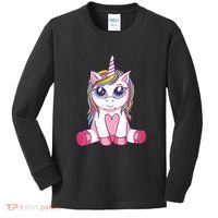 Big Eyed Unicorn Kids Long Sleeve Shirt thumb 0
