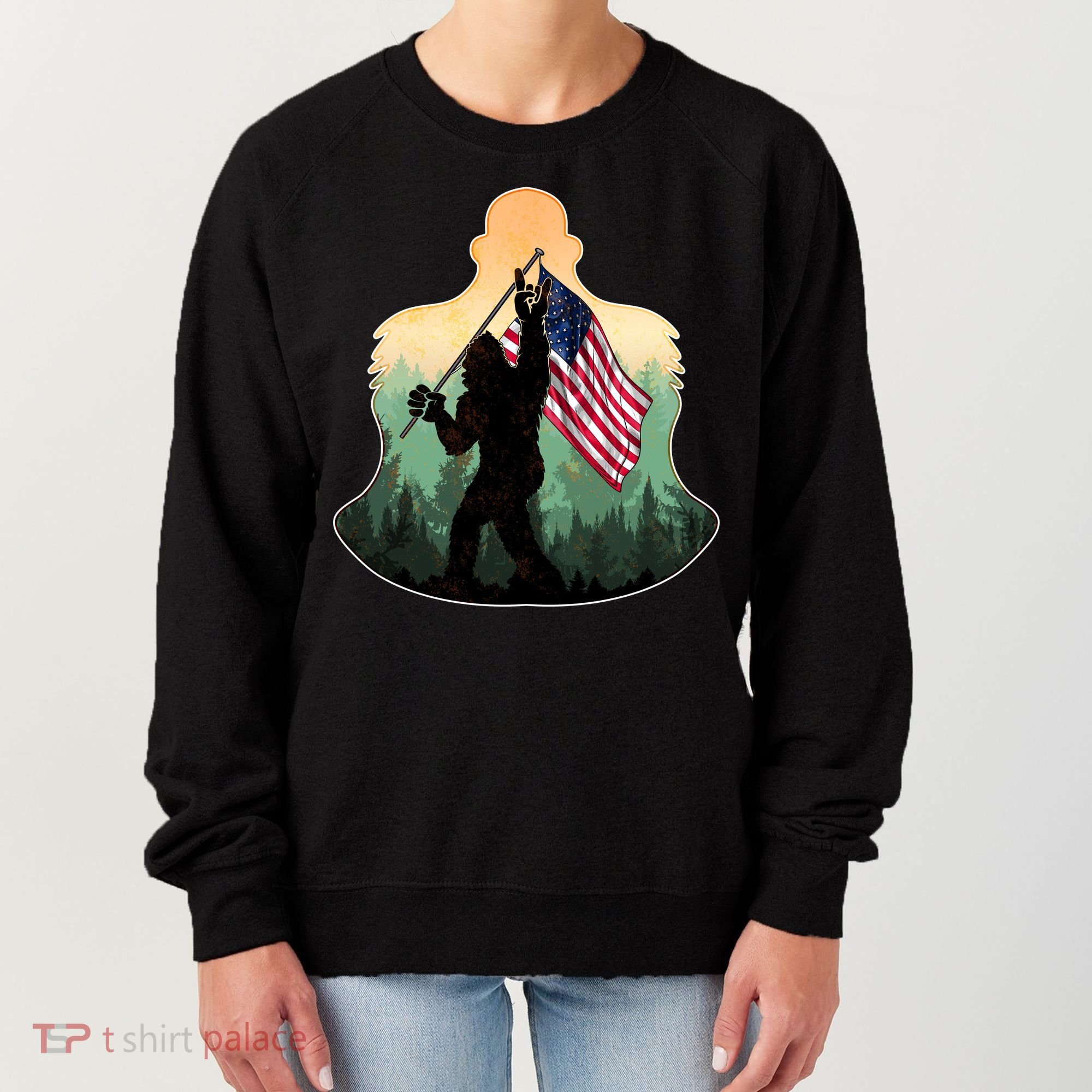 Big Foot American Flag Women's Sweatshirt