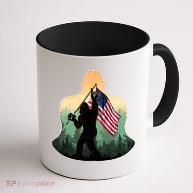 Big Foot American Flag Coffee Mug back