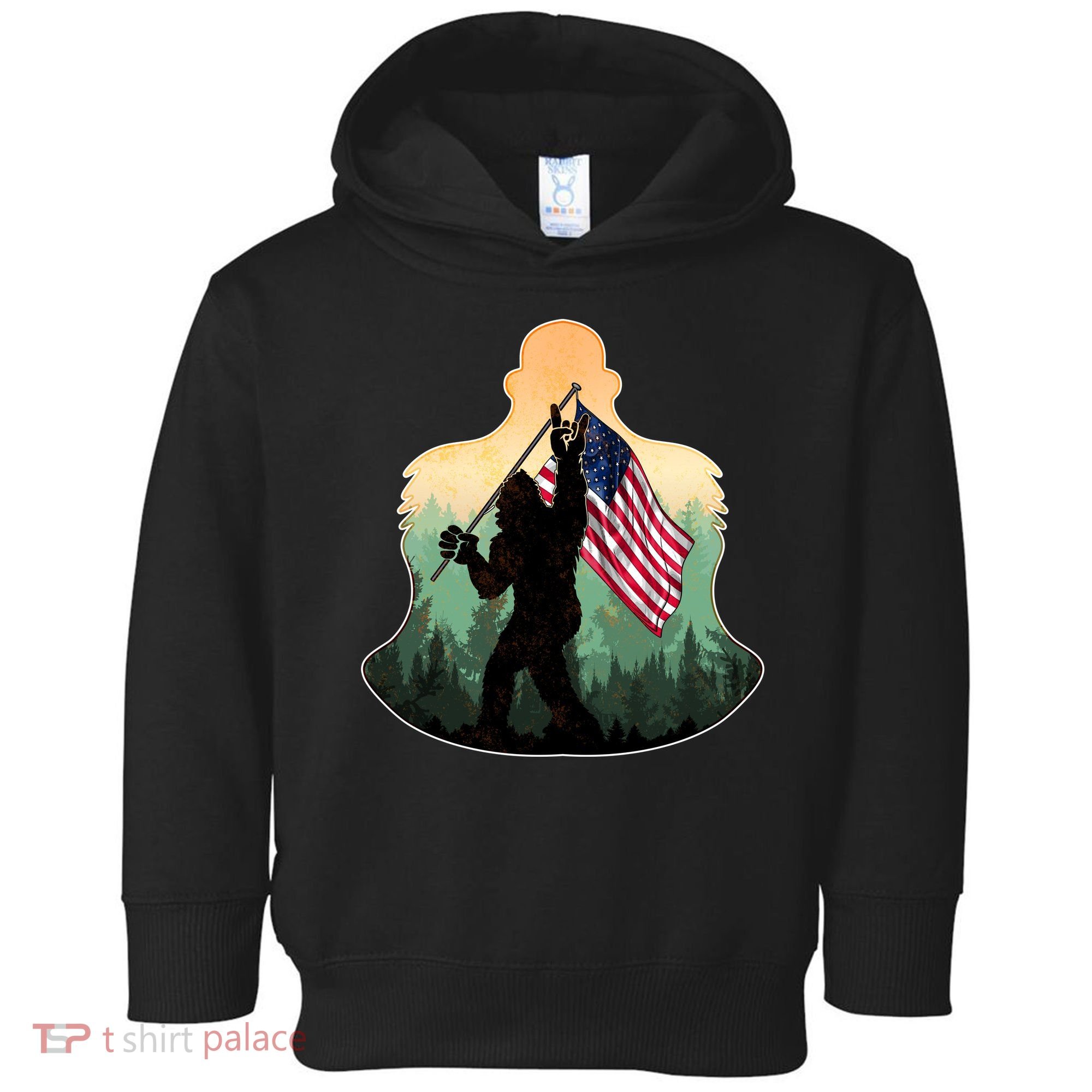Big Foot American Flag Toddler Hoodie