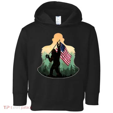 Big Foot American Flag Toddler Hoodie