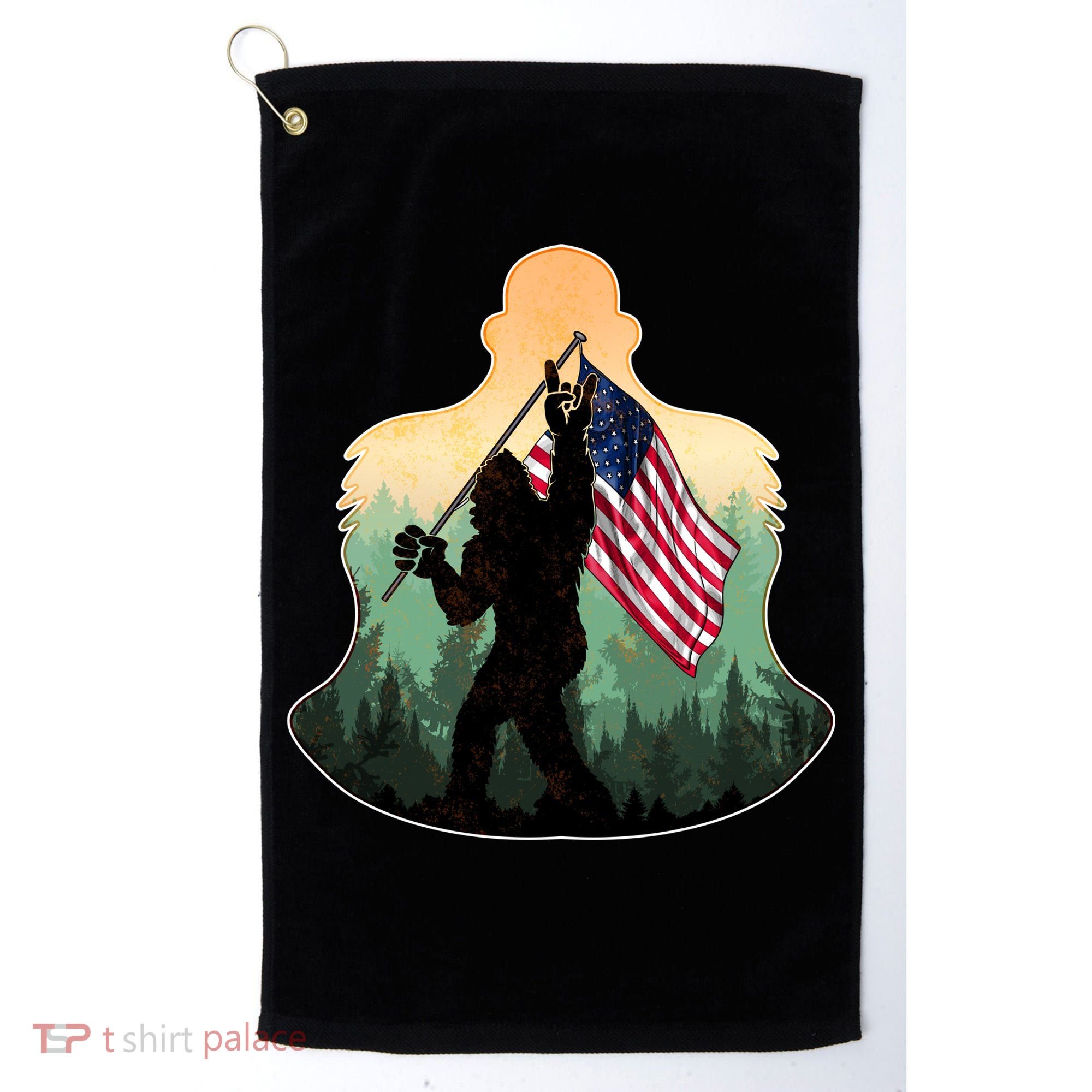 Big Foot American Flag Golf Towel