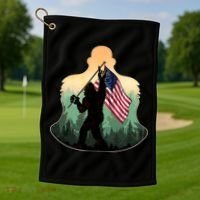 Big Foot American Flag Golf Towel thumb 1