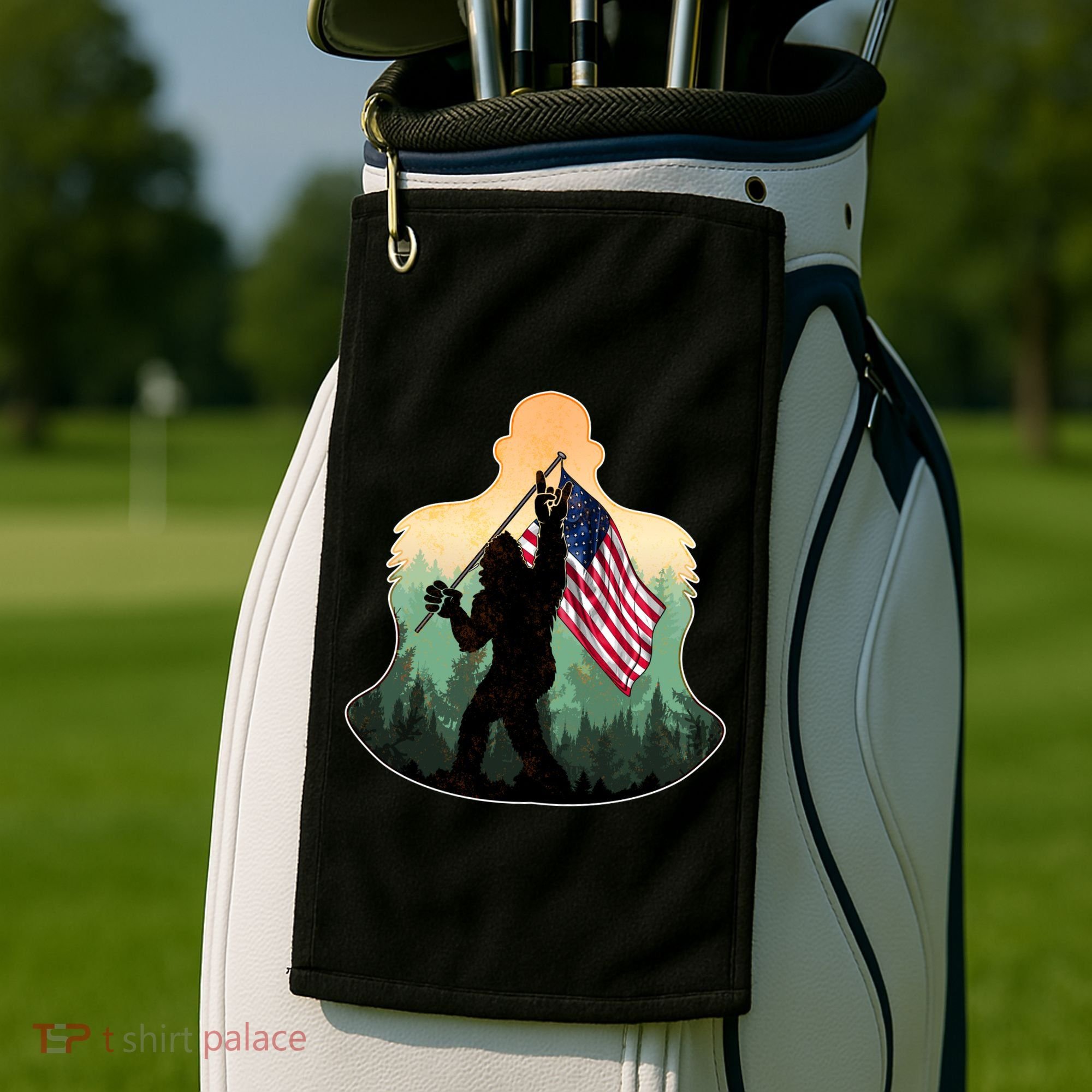 Big Foot American Flag Golf Towel