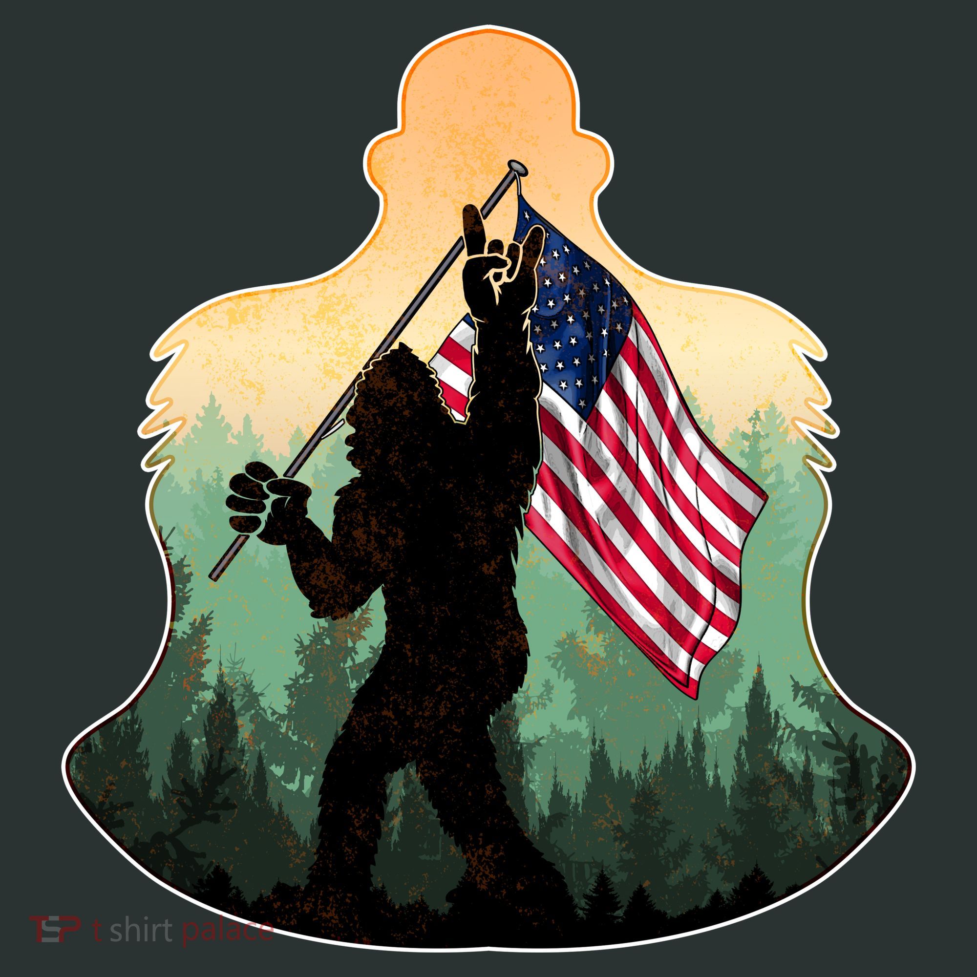 Big Foot American Flag Button
