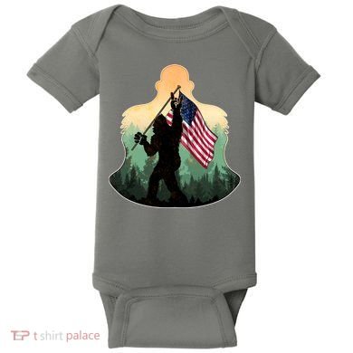 Big Foot American Flag Baby Bodysuit