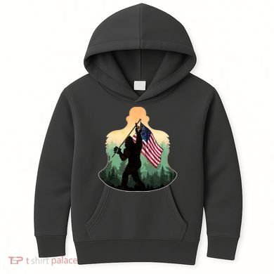 Big Foot American Flag Kids Hoodie