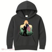 Big Foot American Flag Kids Hoodie thumb 0