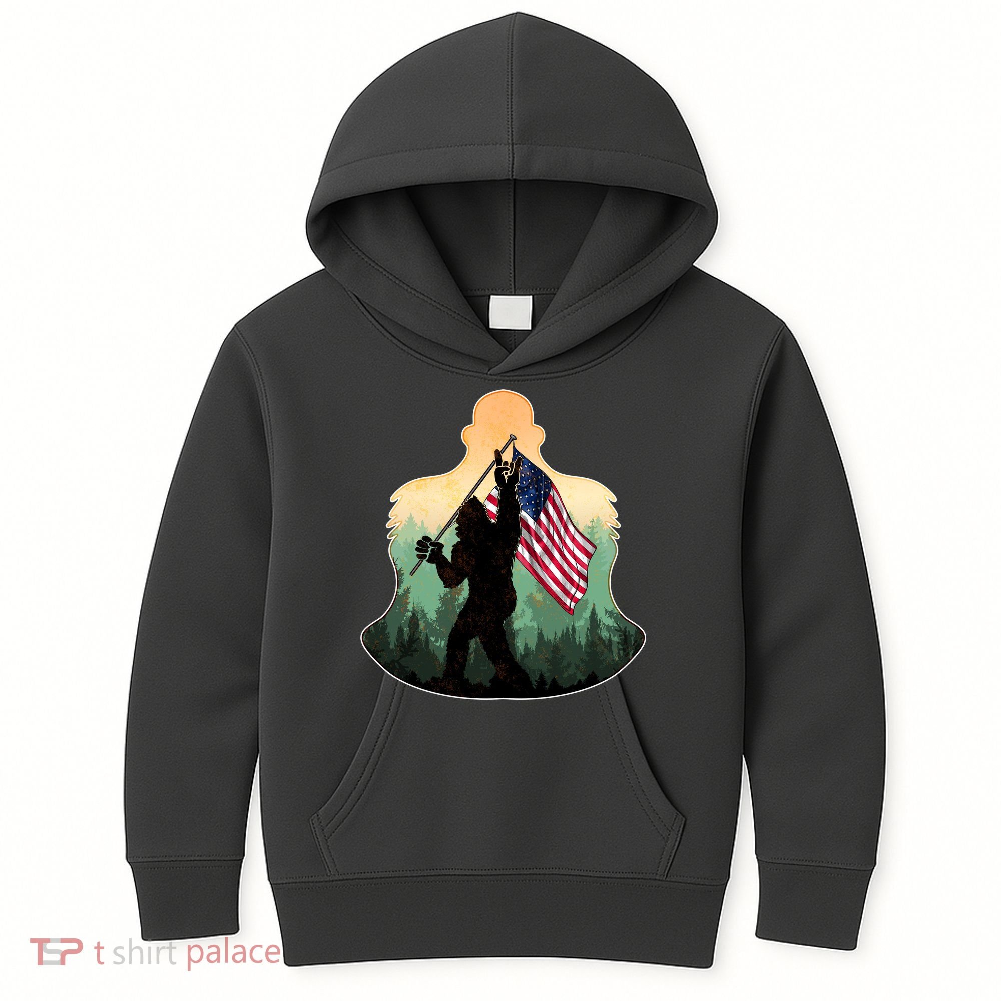 Big Foot American Flag Kids Hoodie