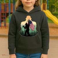 Big Foot American Flag Kids Hoodie thumb 3