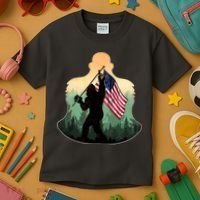 Big Foot American Flag Kids T-Shirt thumb 3
