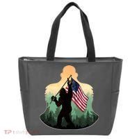 Big Foot American Flag Tote Bag thumb 0