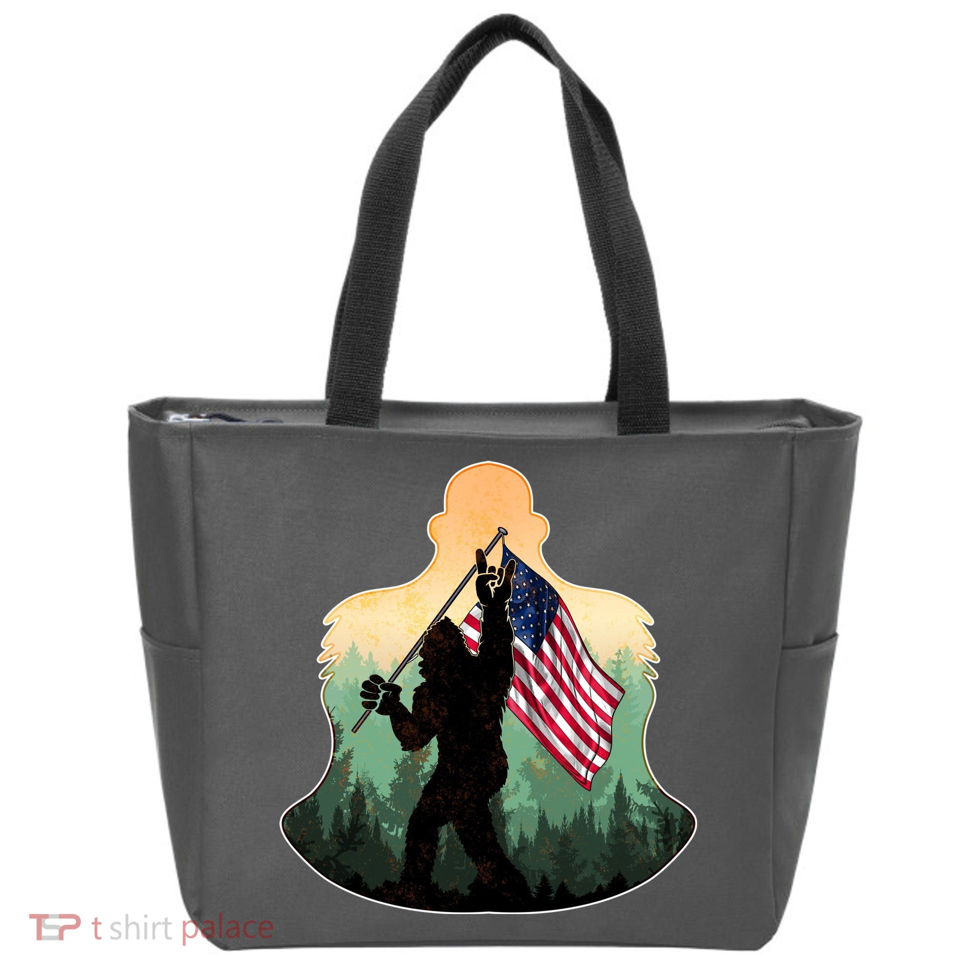 Big Foot American Flag Tote Bag